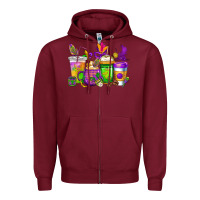 Burgundy mardi gras coffee cups cowgirl Zipper Hoodie - CowGirlArtShop