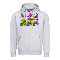 Heather Grey mardi gras coffee cups cowgirl Zipper Hoodie - CowGirlArtShop