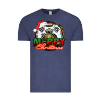 Vintage Denim Gamer Merry Christmas Vintage Tee - NancyCooperArtShop