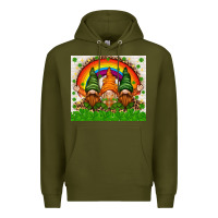 Army Green St. Patrick's Day gnomies tumbler Premium Hoodie - HowdyJamesFarm