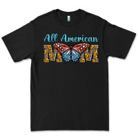 Black all american mom american flag butterfly Premium Tee - LillyAllenDesigns