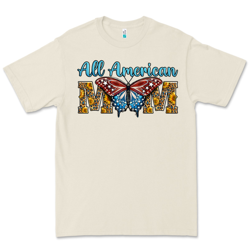 All American Mom American Flag Butterfly Premium Tee by LillyAllenDesigns | Teevron