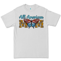 Dove Grey all american mom american flag butterfly Premium Tee - LillyAllenDesigns