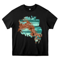 Black wood leather patch Heavy Core Tee - AdoDesignShop