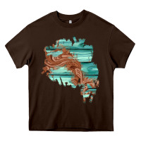 Chocolate Brown wood leather patch Heavy Core Tee - AdoDesignShop