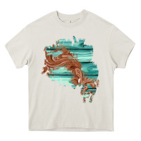 Cream wood leather patch Heavy Core Tee - AdoDesignShop