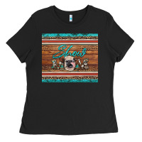 Black show mom aztec cowhide leopard heifer Ladies Tee - Artiststas