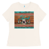 Bone show mom aztec cowhide leopard heifer Ladies Tee - Artiststas