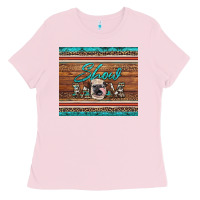 Bubblegum Pink show mom aztec cowhide leopard heifer Ladies Tee - Artiststas