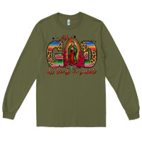 Army Green with god all things are possible lady of guadalupe Long Sleeve Tee - Jasminsmagicworld