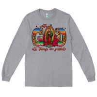 Heather Grey with god all things are possible lady of guadalupe Long Sleeve Tee - Jasminsmagicworld