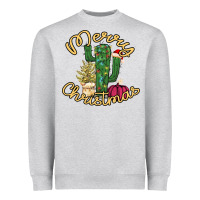 Heather Grey Merry Christmas Cactus Heavyweight Sweatshirt - Bettercallsaul