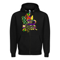 Black louisiana map american flag mardi gras Zipper Hoodie - CowGirlArtShop