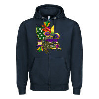 Navy louisiana map american flag mardi gras Zipper Hoodie - CowGirlArtShop