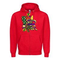 Red louisiana map american flag mardi gras Zipper Hoodie - CowGirlArtShop
