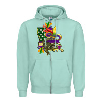 Seafoam louisiana map american flag mardi gras Zipper Hoodie - CowGirlArtShop