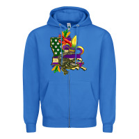 True Royal louisiana map american flag mardi gras Zipper Hoodie - CowGirlArtShop