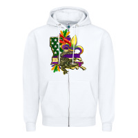 White louisiana map american flag mardi gras Zipper Hoodie - CowGirlArtShop