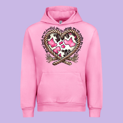 Western Cowhide Heart Urban Hoodie Designed By Cowhidedigitalart