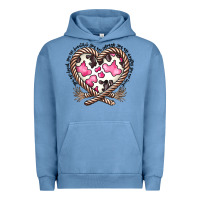 Pigment Pebble Blue western cowhide heart Urban Hoodie - CowhideDigitalArt