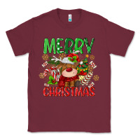 Burgundy merry christmas deer Classic Tee - MaliasSmallBusiness