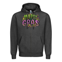 Charcoal Heather mardi gras Zipper Hoodie - CowGirlArtShop