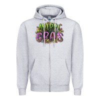 Heather Grey mardi gras Zipper Hoodie - CowGirlArtShop