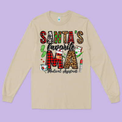 Santa's Favorite Ma Medical Assistant Long Sleeve Tee Designed By Jasminsmagicworld