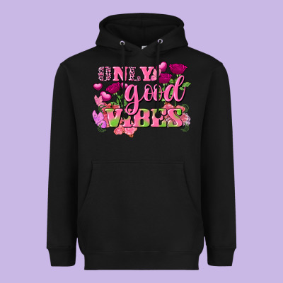 Valentine's Day Only Good Vibes Heavyweight Hoodie Designed By Fadigitalartstudio