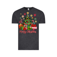 Vintage Black merry christmas tree with gift box Vintage Tee - MaliasSmallBusiness