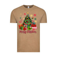 Vintage Coffee merry christmas tree with gift box Vintage Tee - MaliasSmallBusiness