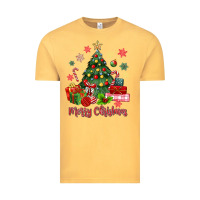 Vintage Mustard merry christmas tree with gift box Vintage Tee - MaliasSmallBusiness