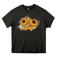Asphalt sunflower glitter leather patch Heavy Core Tee - AdoDesignShop