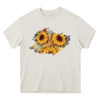 Cream sunflower glitter leather patch Heavy Core Tee - AdoDesignShop
