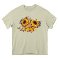Mossy sunflower glitter leather patch Heavy Core Tee - AdoDesignShop