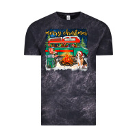 Cloud Black Merry Christmas with camper van Vintage Tee - NancyCooperArtShop