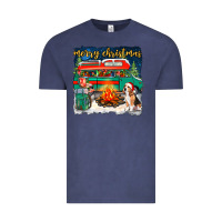 Vintage Denim Merry Christmas with camper van Vintage Tee - NancyCooperArtShop