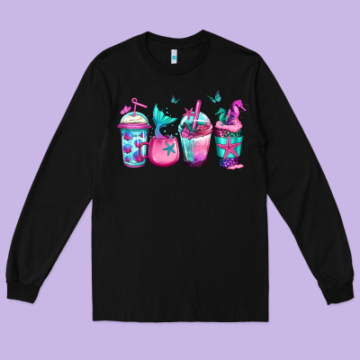 Mermaid Underwater Coffee Long Sleeve Tee Designed By Jasminsmagicworld