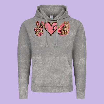 Peace Love Cats Vintage Hoodie Designed By Jasminsmagicworld