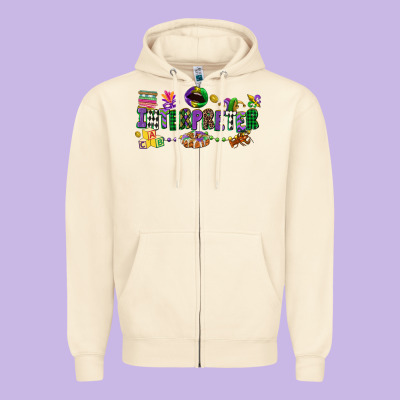 Interpreter Mardi Gras Zipper Hoodie Designed By Cowgirlartshop