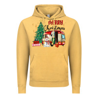 Vintage Mustard merry christmas camper Vintage Hoodie - MaliasSmallBusiness