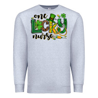 Heather Grey St. Patrick's Day One lucky Nurse Premium Sweatshirt - OliviaCreatesArt
