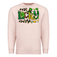 Pale Pink St. Patrick's Day One lucky Nurse Premium Sweatshirt - OliviaCreatesArt