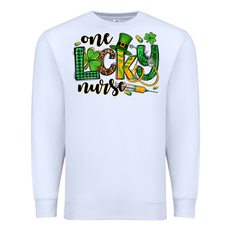 St. Patrick's Day One Lucky Nurse Premium Sweatshirt by OliviaCreatesArt | Teevron