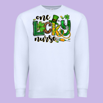 St. Patrick's Day One Lucky Nurse Premium Sweatshirt Designed By Oliviacreatesart