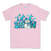 Bubblegum Pink let it snow winter snowman Classic Tee - MaliasSmallBusiness