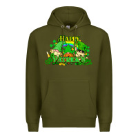 Army Green St. Patrick's Day gnomes Premium Hoodie - HowdyJamesFarm