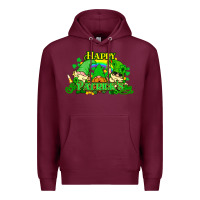 Burgundy St. Patrick's Day gnomes Premium Hoodie - HowdyJamesFarm