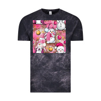 Cloud Black Pink Christmas cute snowman Vintage Tee - NancyCooperArtShop