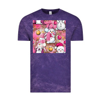 Cloud Purple Pink Christmas cute snowman Vintage Tee - NancyCooperArtShop